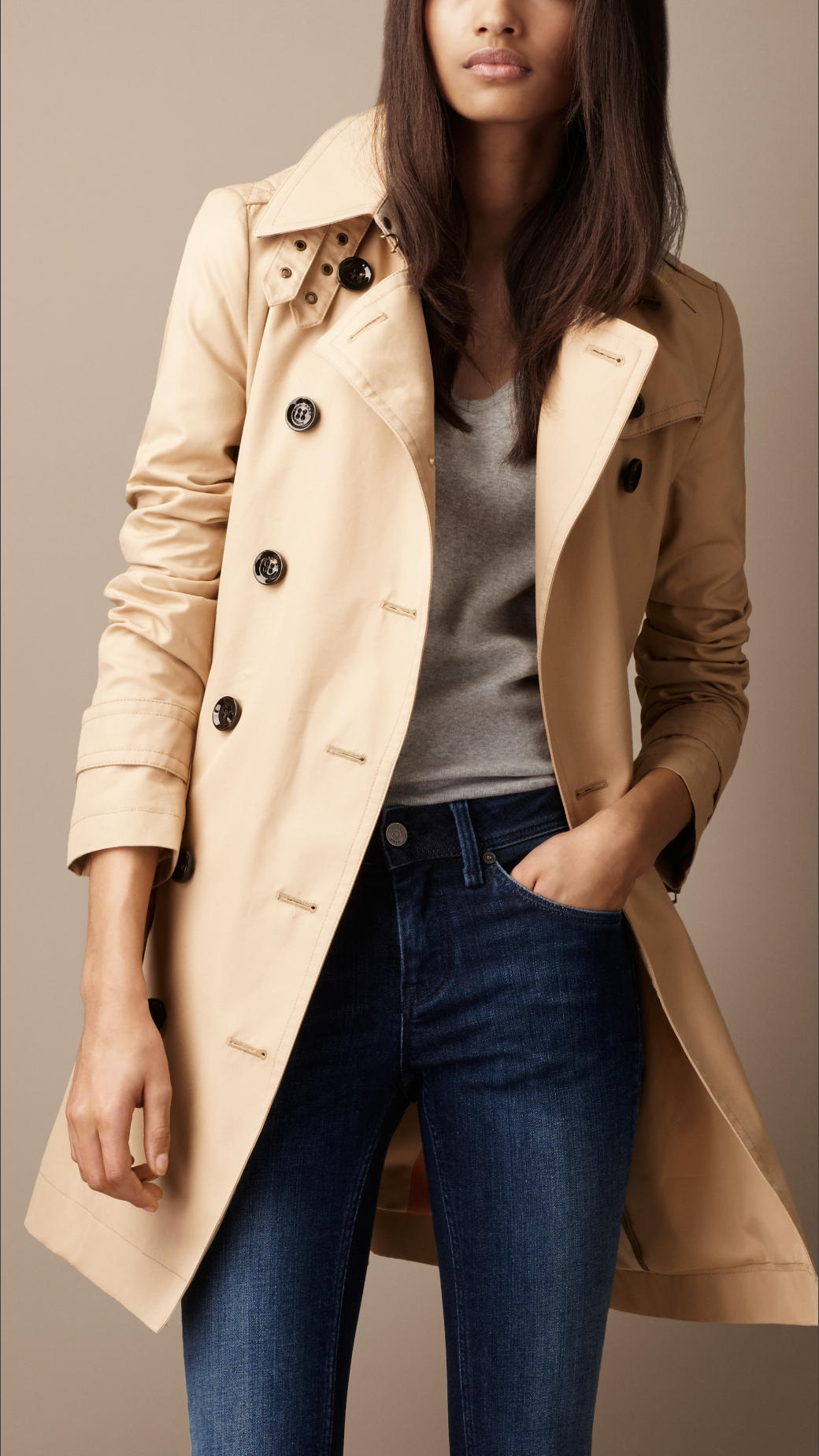 Burberry Midlength Check Trench Coat In Purple Lyst Gallery