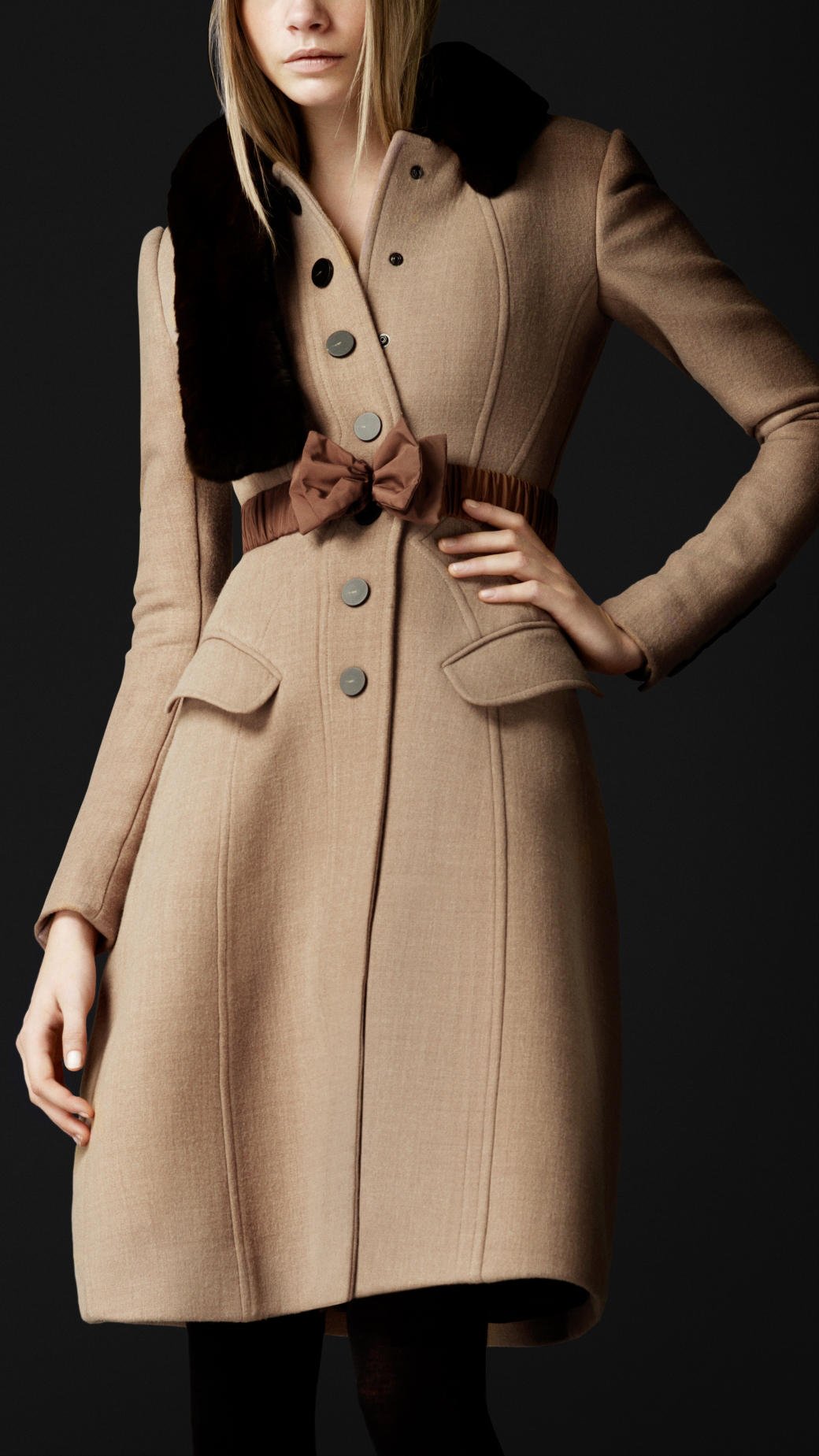 Burberry Prorsum Crêpe Wool Tailored Coat in Natural | Lyst