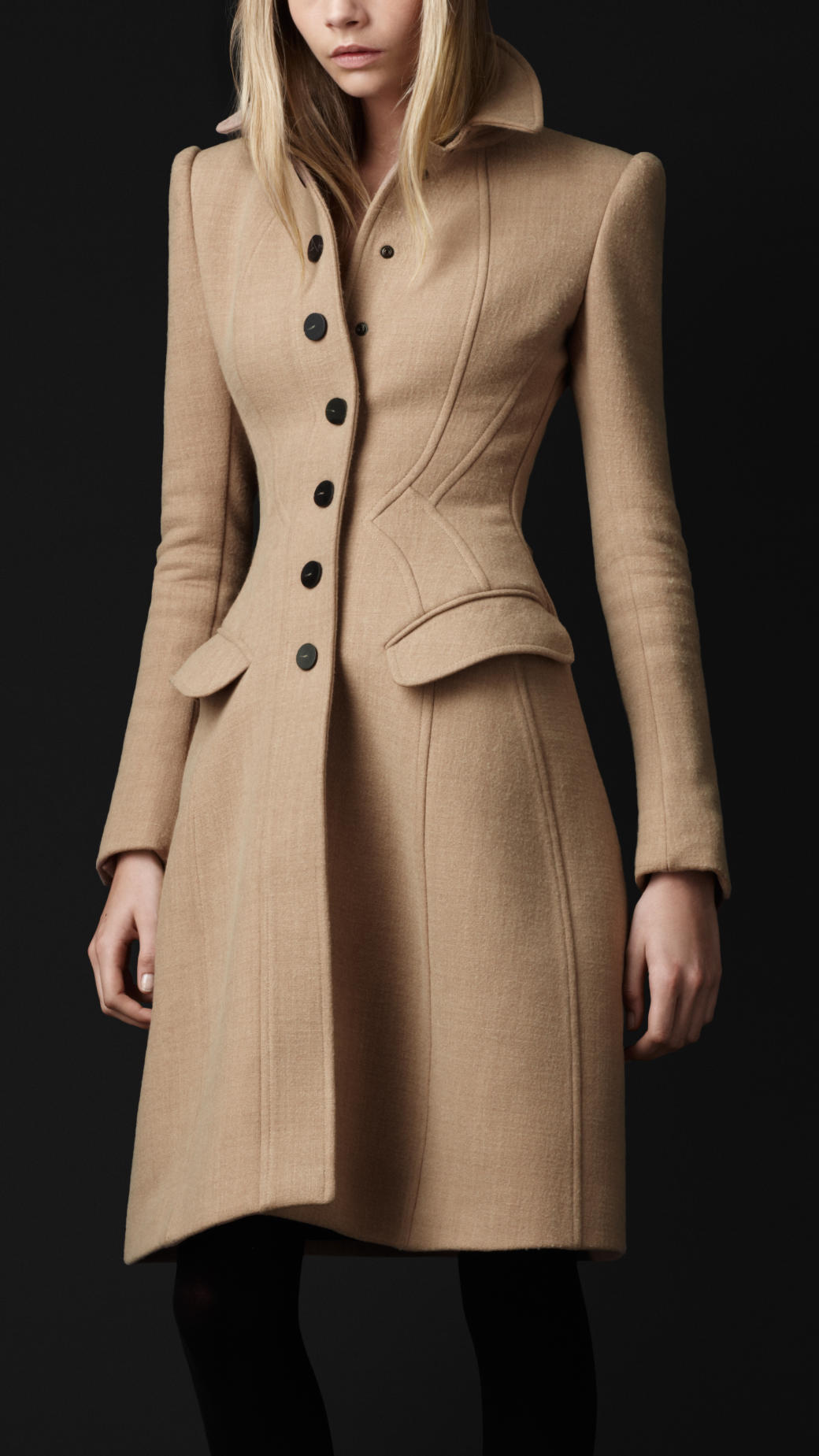 Burberry Prorsum Crêpe Wool Tailored Coat in Natural | Lyst