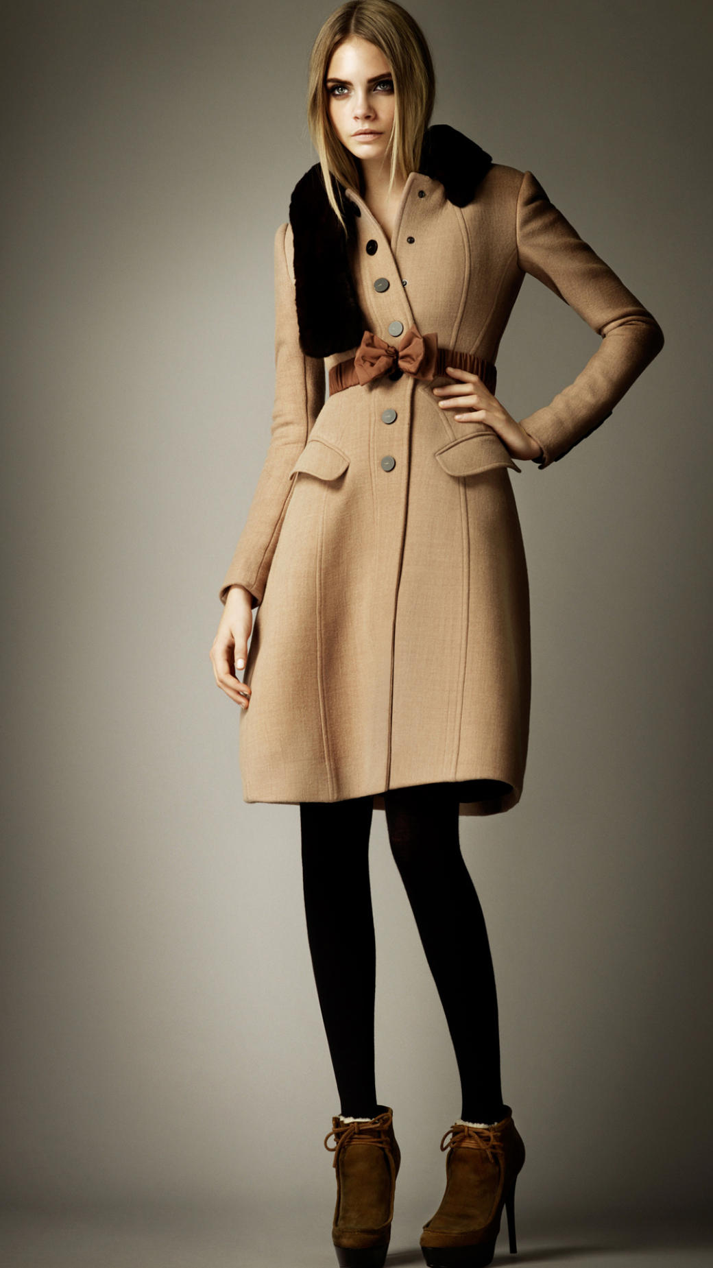 Burberry Prorsum Crêpe Wool Tailored Coat in Natural - Lyst