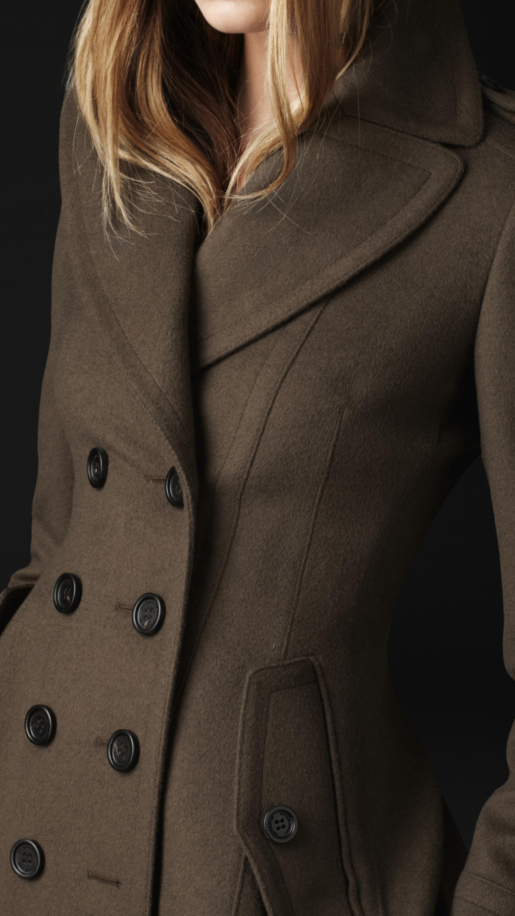 Burberry Prorsum Wool Cashmere Tailored Coat in Khaki (Green) - Lyst