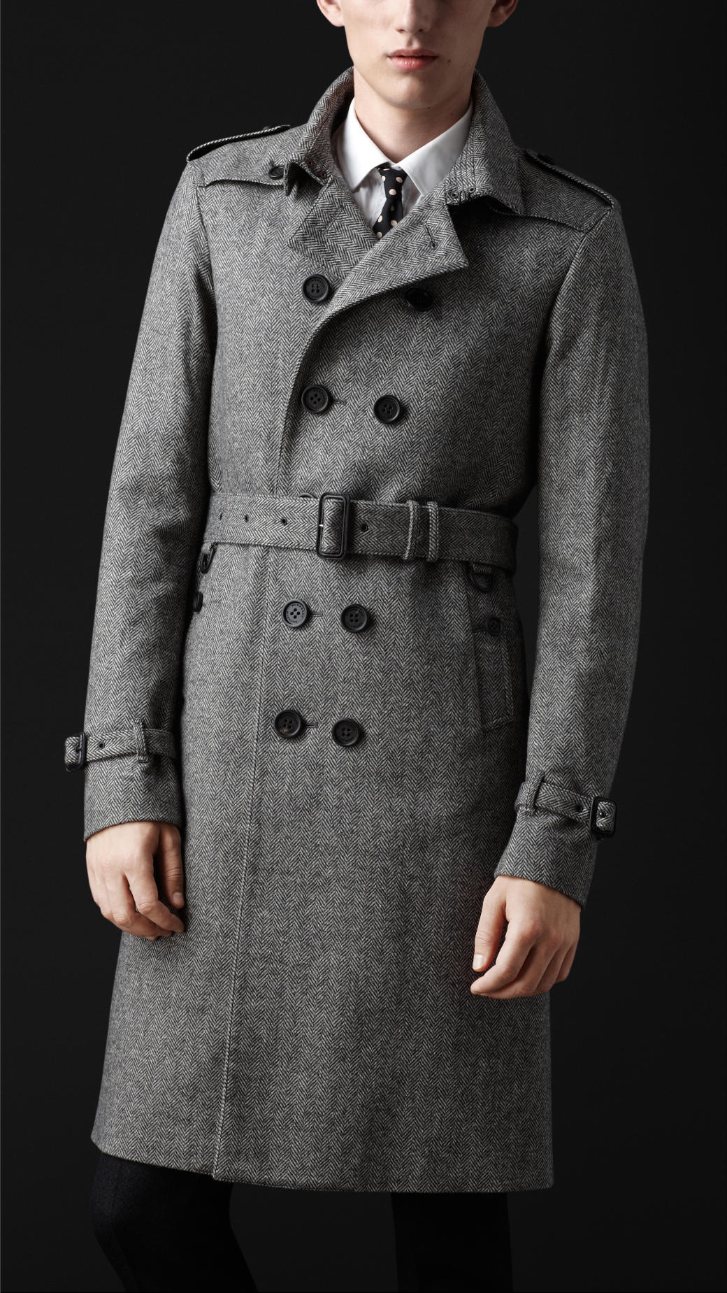 Burberry Prorsum Herringbone Wool Trench Coat in Mid Grey (Gray) for Men -  Lyst