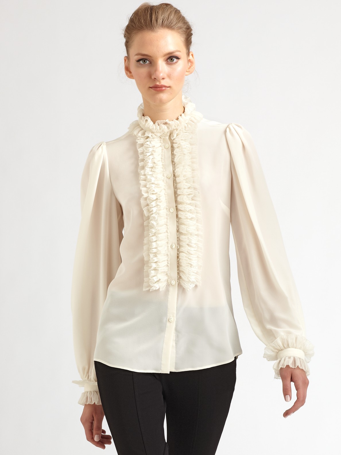 silk ruffle shirt