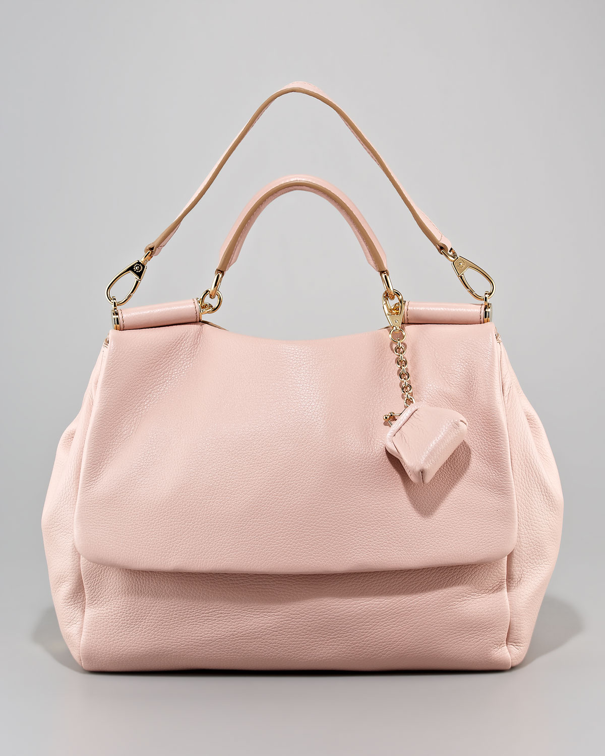 Dolce & Gabbana Miss Sicily Leather Handbag Large in Sand (Pink) - Lyst