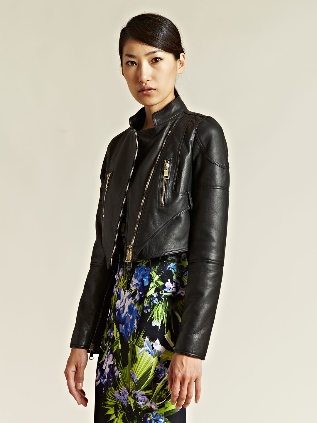 Givenchy Black Womens Cropped Leather Jacket
