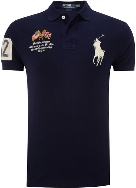 Polo Ralph Lauren Usa Custom Fitted Polo Shirt in Blue for Men (navy ...