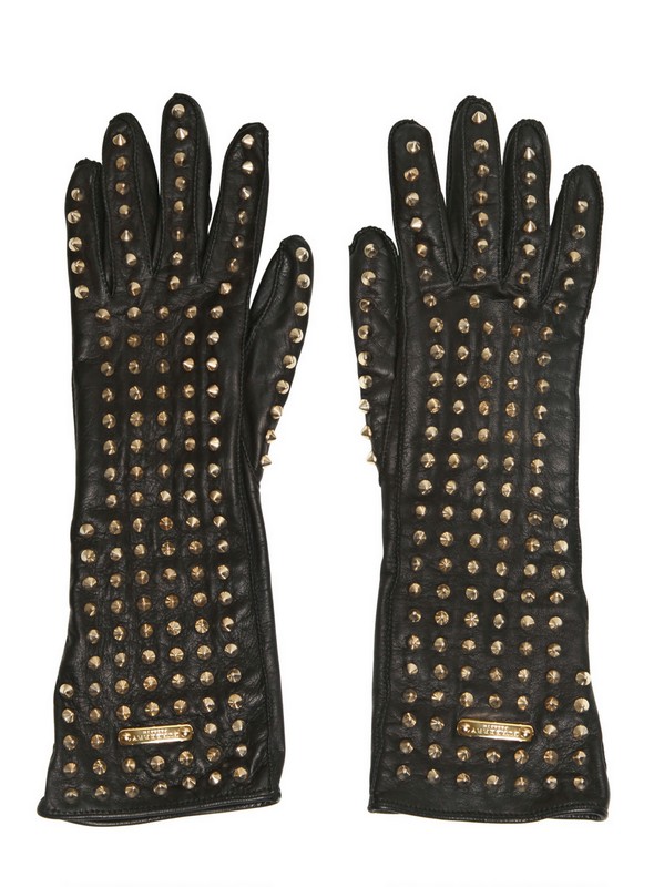 Lyst - Burberry Prorsum Studded Nappa Gloves in Black
