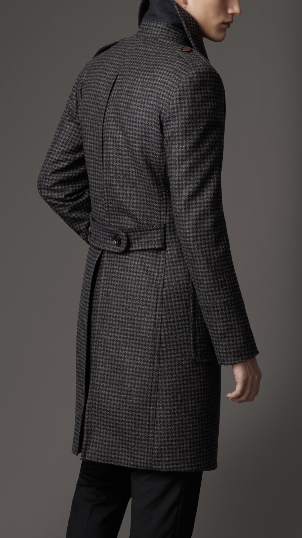 Burberry Houndstooth Greatcoat in Blue for Men | Lyst