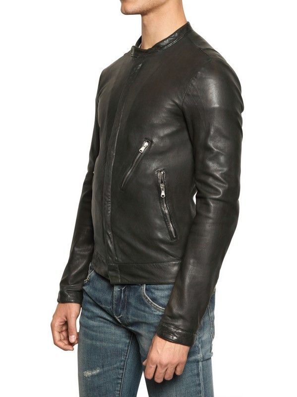 Dolce Gabbana Black Nappa Biker Leather Jacket For Men