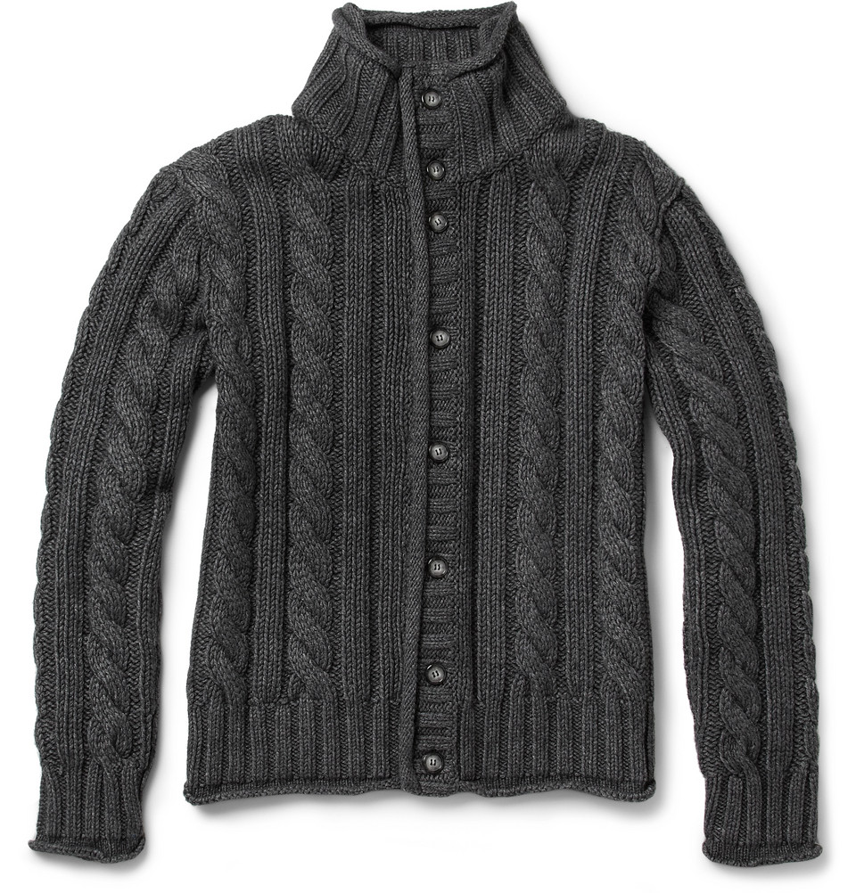 Lyst - Dolce & Gabbana Chunky Cable Knit Cardigan in Gray for Men