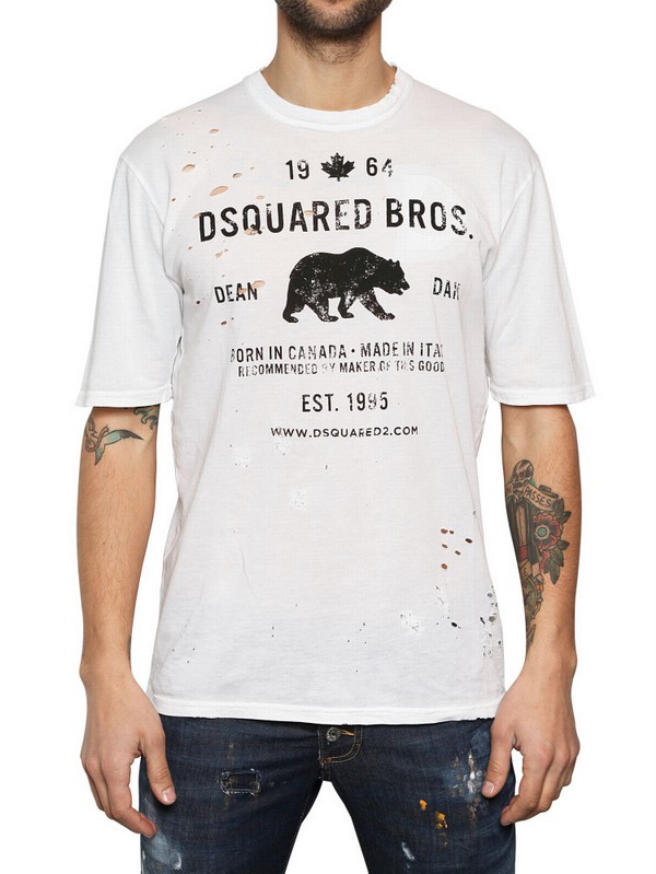 DSquared² Dsquared Bros Cut Dyed Jersey Tshirt in White for Men - Lyst