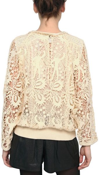 Isabel Marant Guipure Lace Cotton Sweatshirt in White (ivory) | Lyst