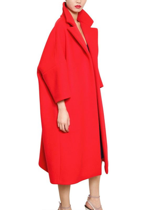 Jil sander Wool Cashmere Soft Melton Coat in Red | Lyst