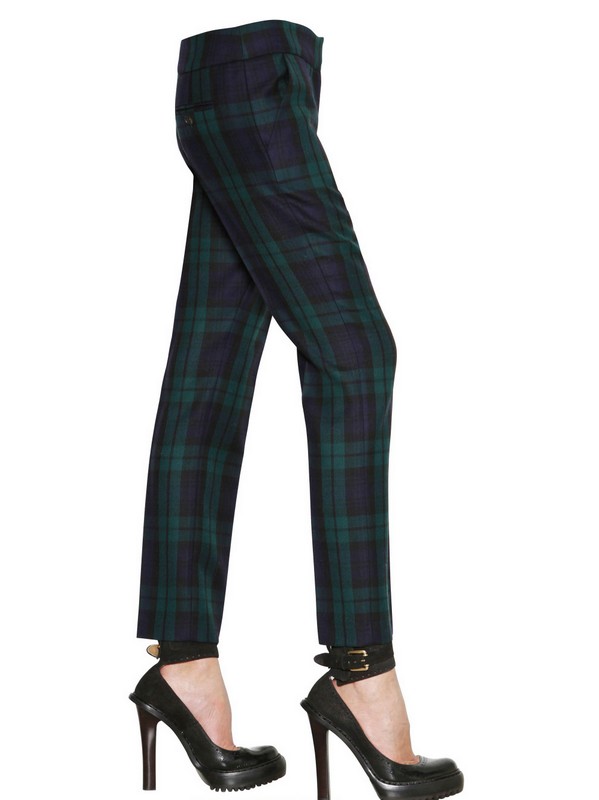 navy tartan trousers womens