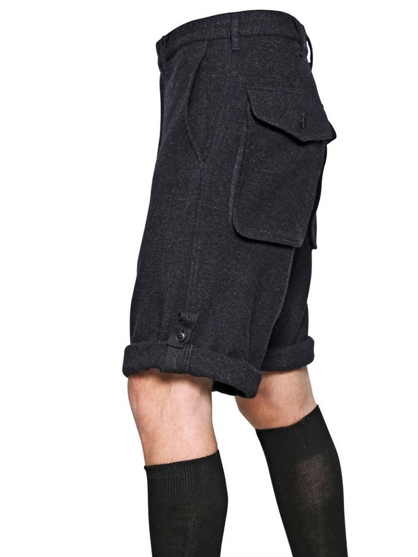 Lyst Miharayasuhiro Airy Wool Tweed Roll Up Shorts in Gray for Men