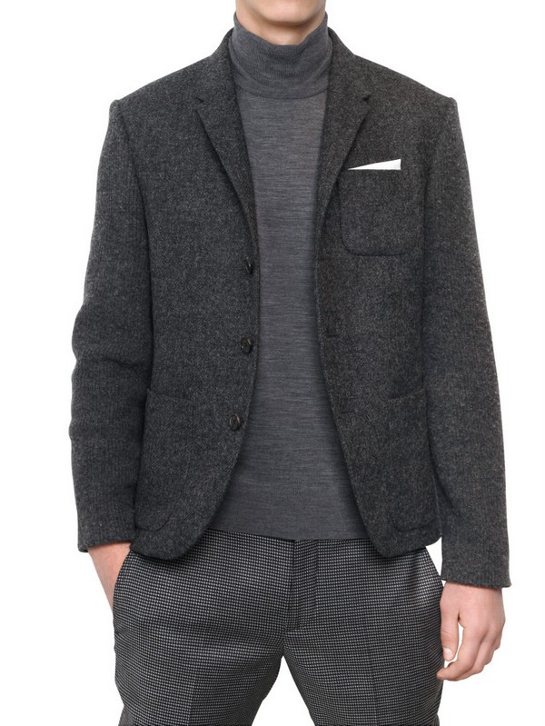 Neil Barrett Knit Sleeves Shetland Wool Jacket in Gray for Men ...