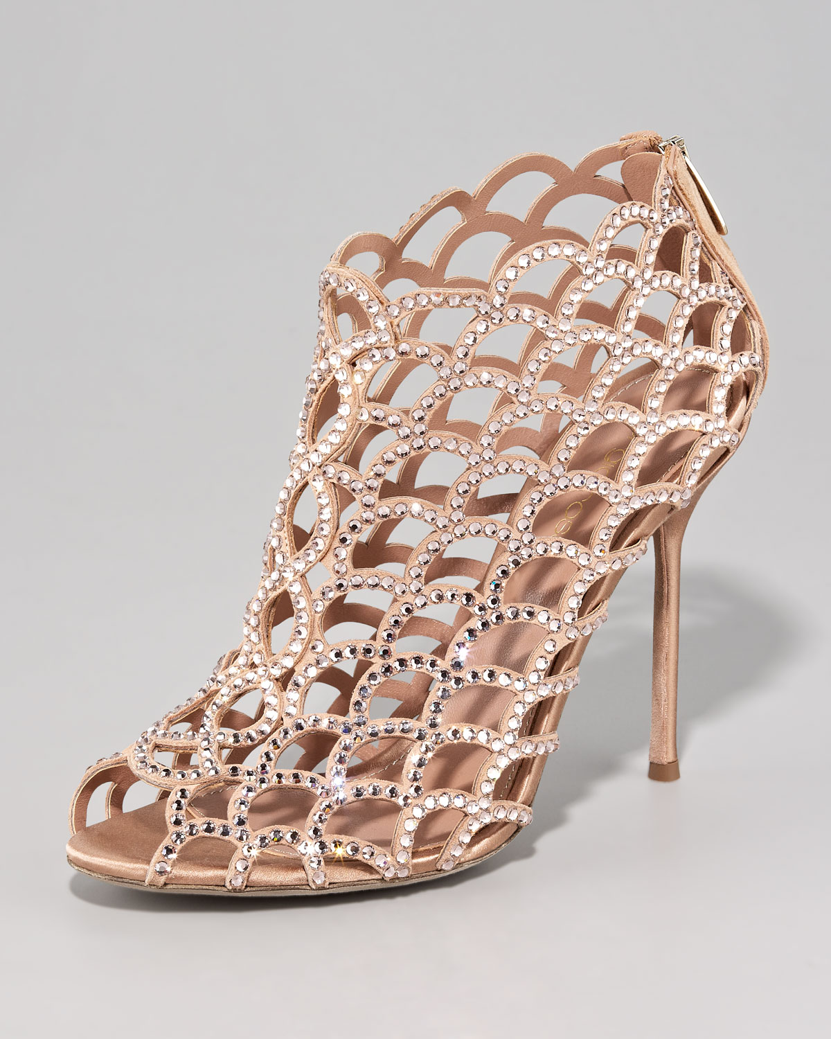 Lyst - Sergio Rossi Mermaid Crystal Bootie in Natural