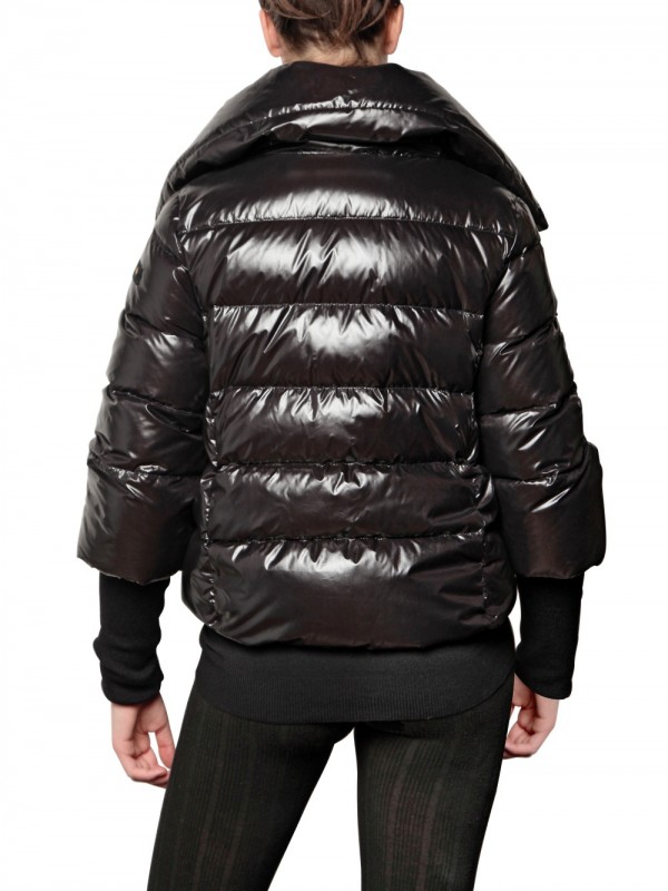 Tatras Tenuta Maxi Collar Shiny Nylon Jacket in Black - Lyst