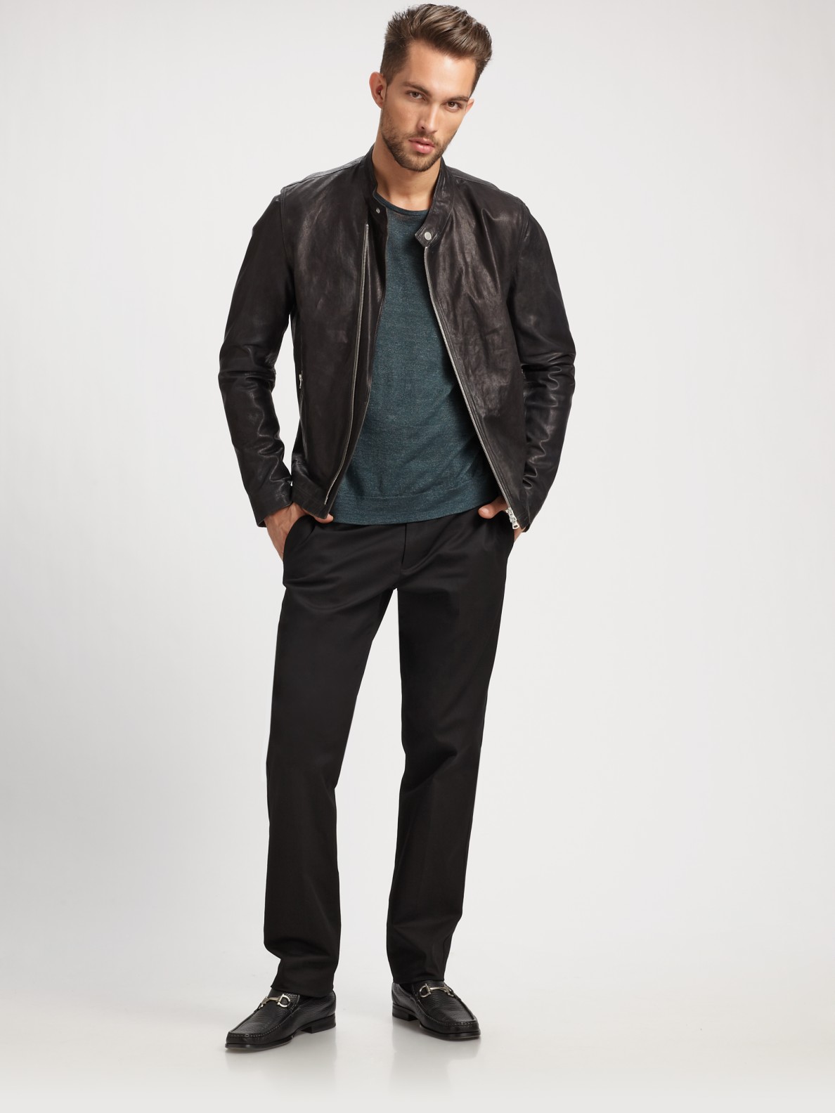 Lyst - Theory Jonan Leather Jacket in Black for Men