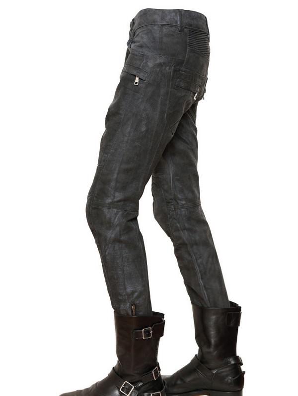 Balmain 18cm Wax Coated Cotton Canvas Jeans in Black for Men Lyst