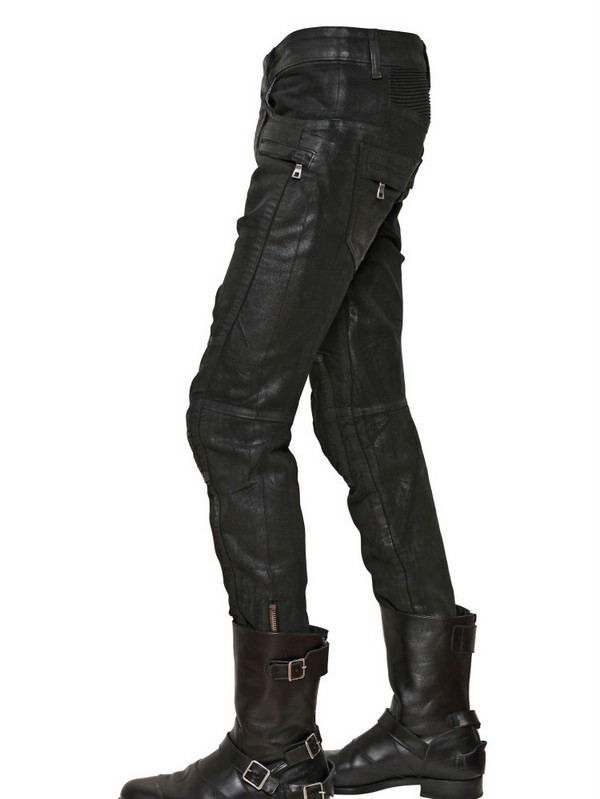 Balmain 18cm Waxed Moleskin Ankle Length Jeans in Black for Men Lyst