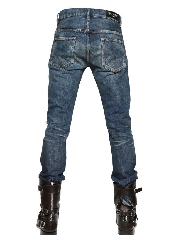 Balmain 18cm Six Pocket Destroyed Denim Jeans in Blue for Men - Lyst