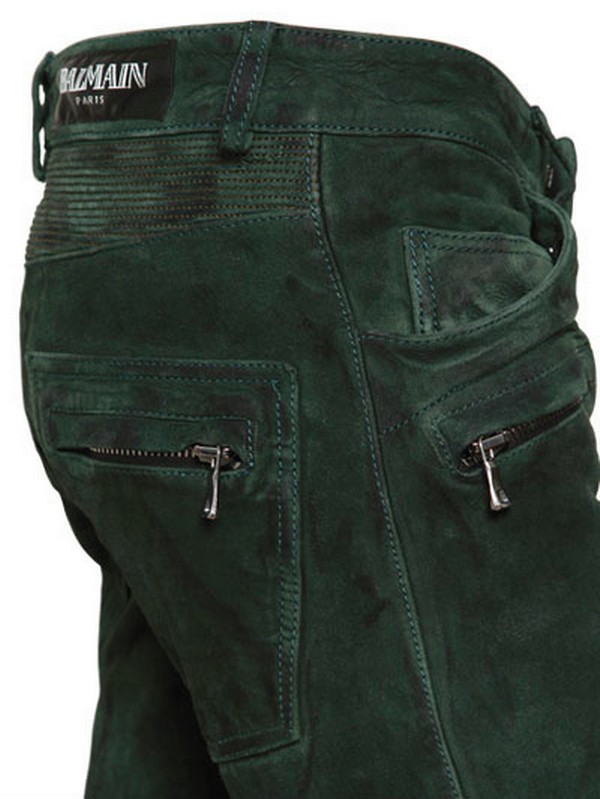 green balmain jeans