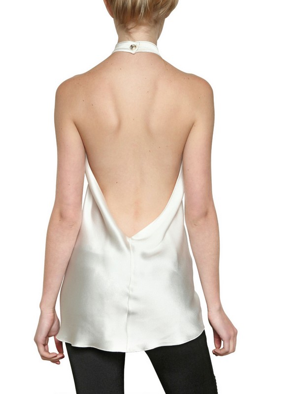 white satin halter top