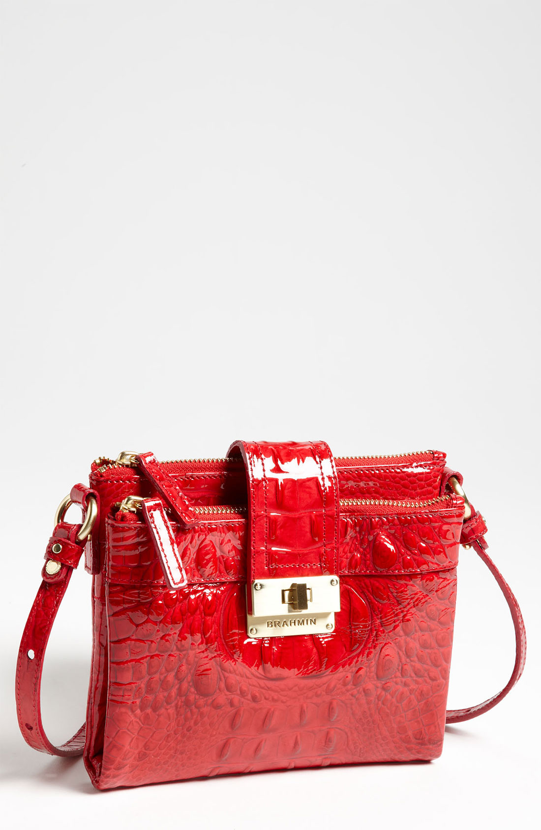 Brahmin Melbourne Glossy Mojito Crossbody Bag in Red (lacquer sangria