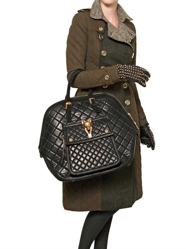 Burberry Prorsum Quilted Leather With Suede Fox Bag in Black | Lyst