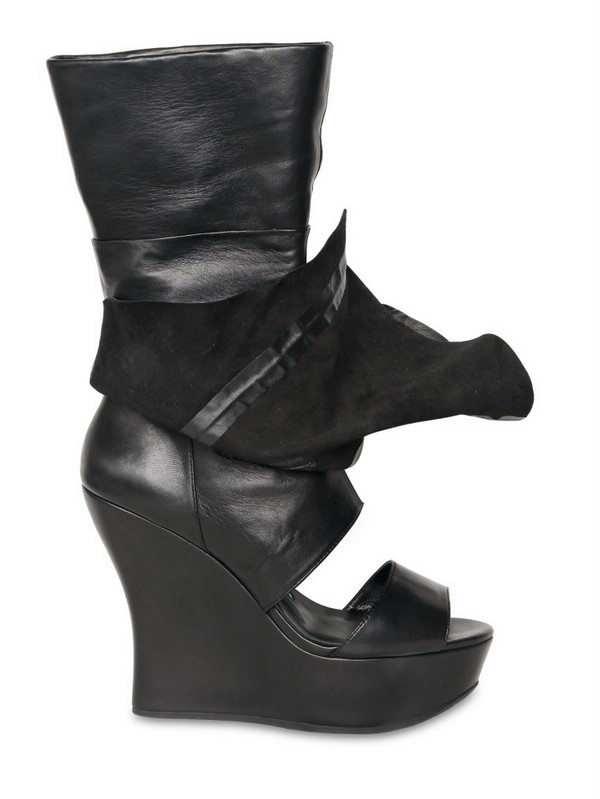 open toe wedge boots