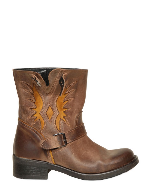 biker boots with flames