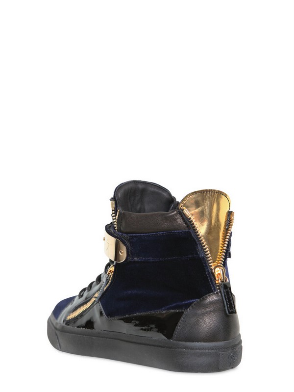 giuseppe zanotti patent black sneakers