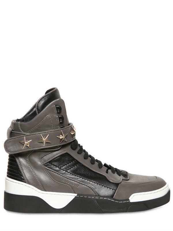 Givenchy Stars Leather High Top Sneakers in Gray for Men (grey) | Lyst
