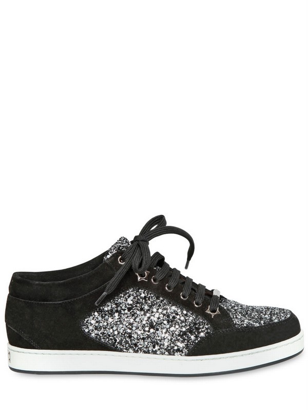 jimmy choo miami black suede and patent trainers