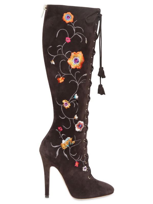suede embroidered boots