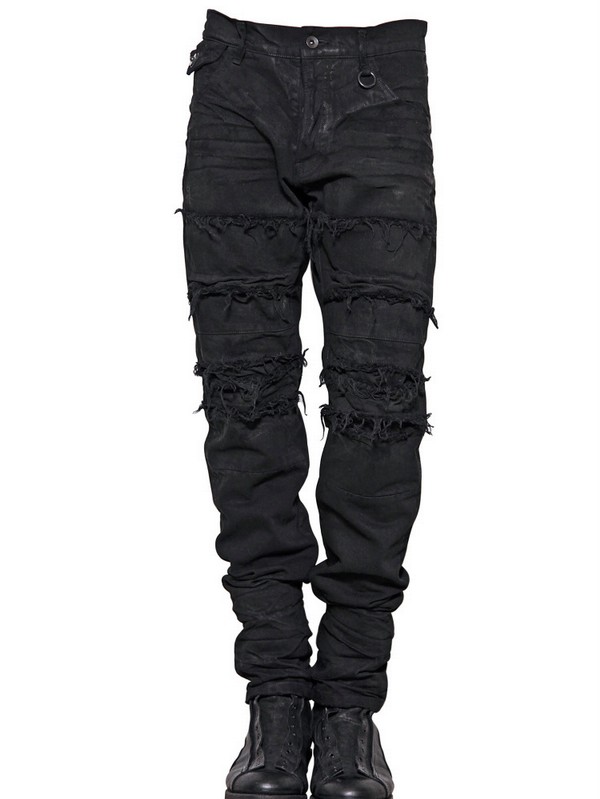 Julius Coated Stretch Patch Jeans in Black for Men | Lyst