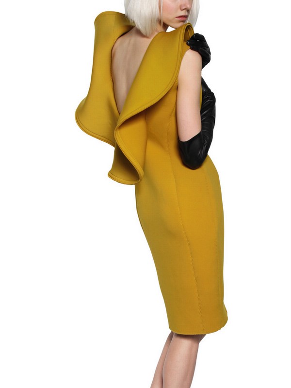 neoprene ruffle dress
