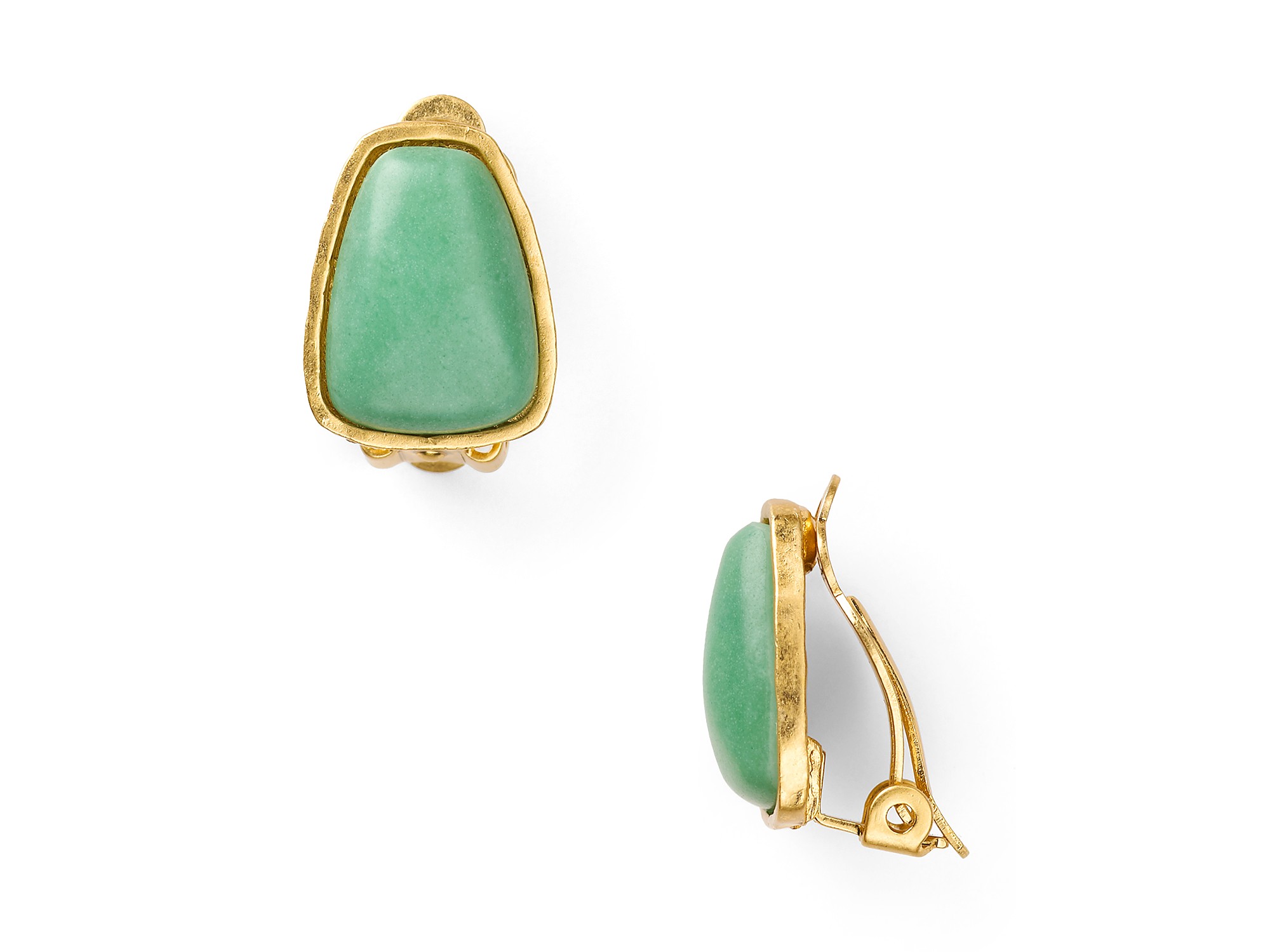 Lyst Lauren By Ralph Seyces Jade Clip On Earrings In Green Gallery