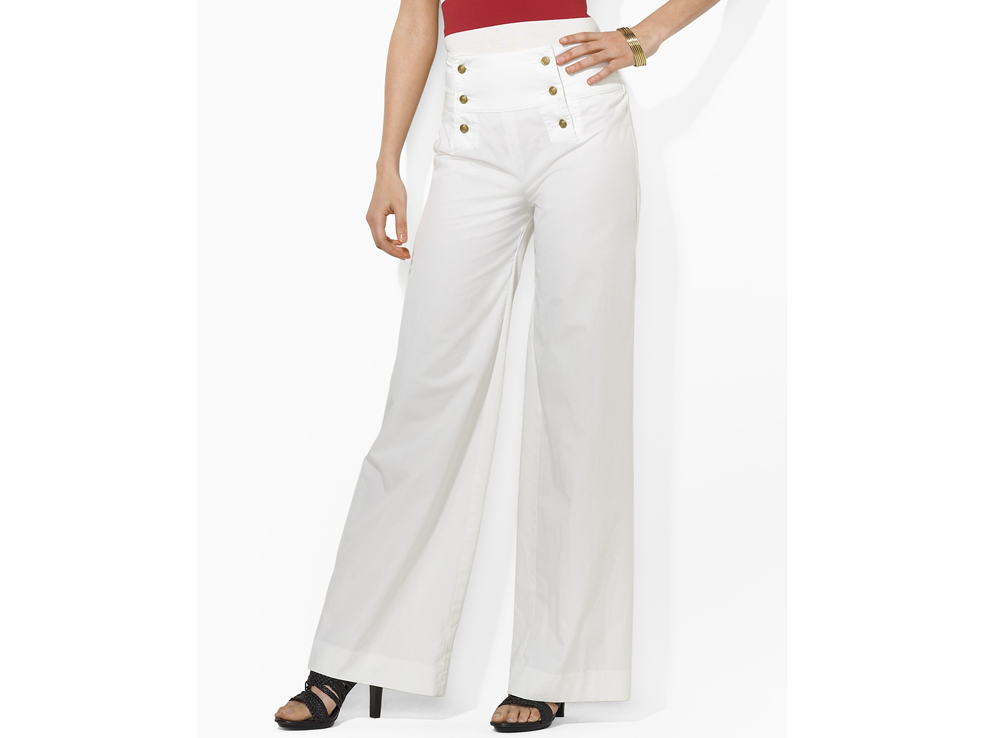 Lauren by Ralph Lauren Nicklaus Cotton Twill Sailor Pants in White - Lyst