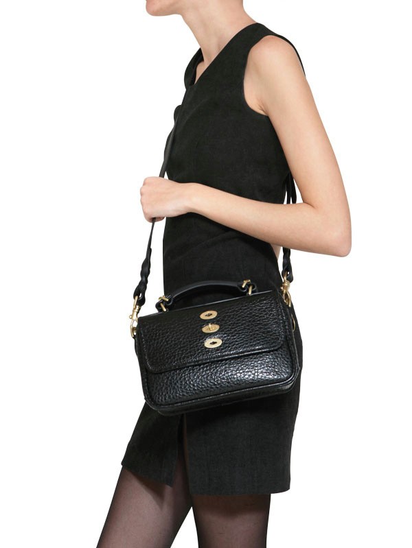 Mulberry Small Bryn Shiny Grained Leather Satchel in Black