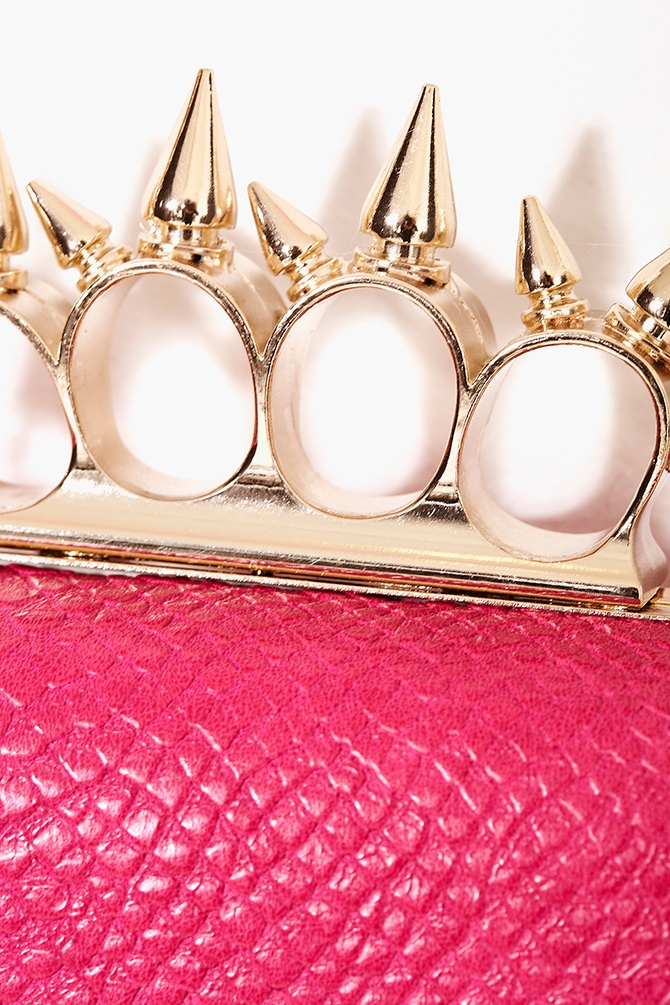 Lyst Nasty Gal Spiked Knuckle Clutch in Pink