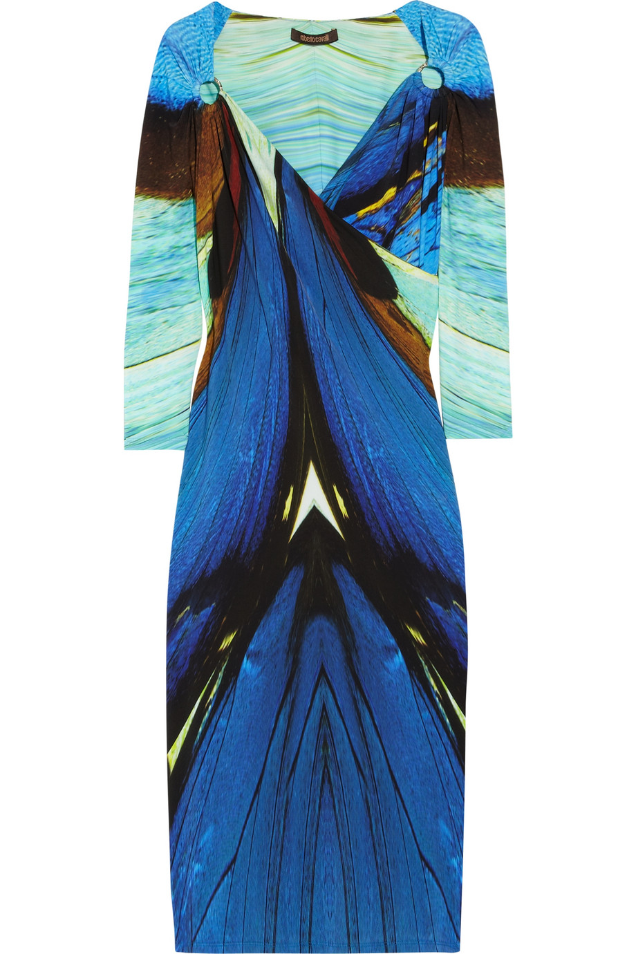 Lyst - Roberto cavalli Printed Stretchjersey Dress in Blue