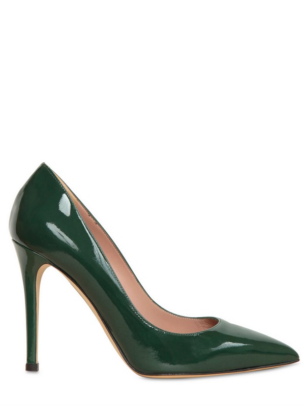 Semilla 100mm Patent Leather Pointy Pumps in Green (forest) | Lyst