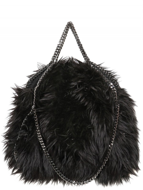 Black faux fur purse sale