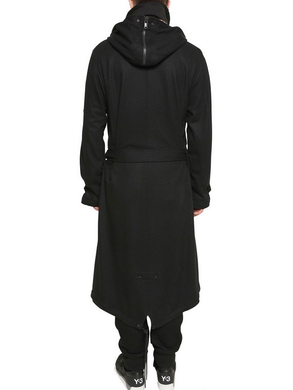 Y3 Horsehide Wool Flannel Trench Coat in Black for Men Lyst