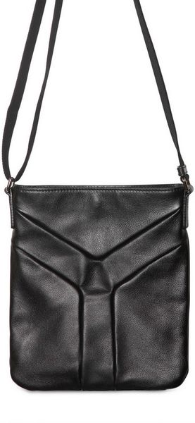 Saint Laurent Textured Calfskin Logo Shoulder Bag in Black for Men | Lyst