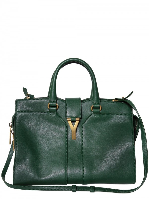 Lyst Saint Laurent Mini Cabas Chyc Leather Shoulder Bag in Green