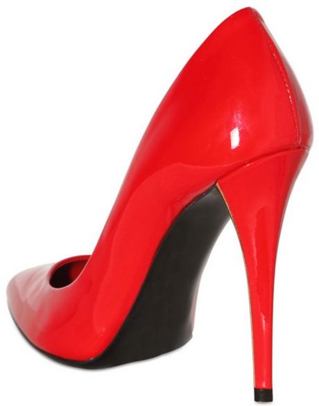 Saint Laurent 100mm Clara Patent Pointy Pumps in Red | Lyst