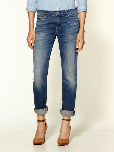 Hudson Tilda Midrise Cuffed Straight Jeans in Blue (dover) | Lyst
